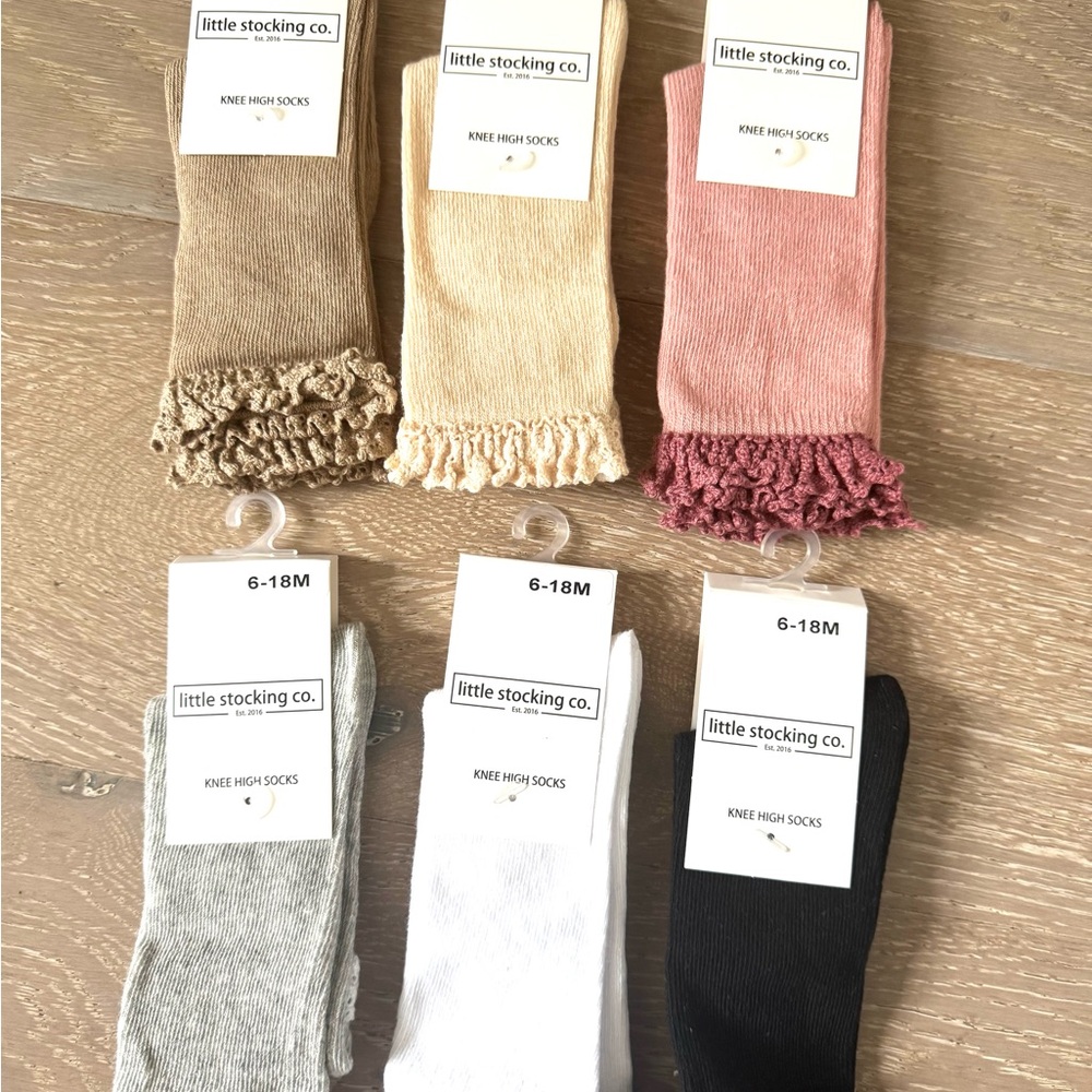 Baby girl  Knee High Socks Pink, Cream, White, Black, Gray, Tan size 6-18 months
